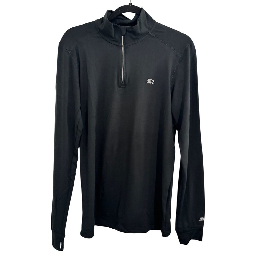 Starter Big boys Black 1/4 Zip Pullover Long Sleeve Shirt XL